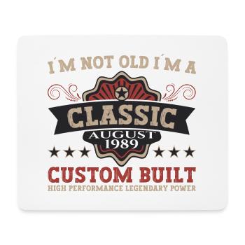 Né en 1989 Classic Birthday Gift August - Tapis de souris (format paysage) - blanc - Devant