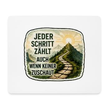 Jeder Schritt zählt – auch wenn keiner zuschaut - Mousepad (Querformat) - Weiß - Vorne