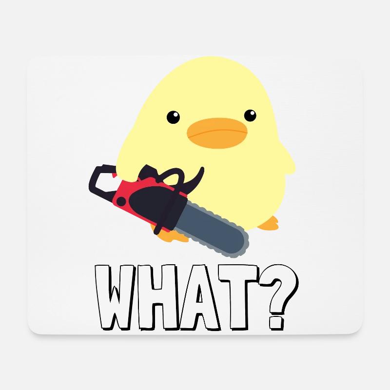What? Ente mit Kettensäge Meme Küken Geschenkidee - Mousepad (Querformat) - Weiß