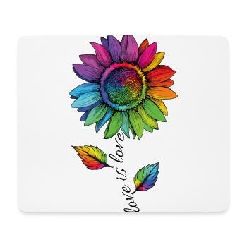 Love is Love LGBTQ Regenbogen Sonnenblume Blume - Mousepad (Querformat) - Weiß - Vorne
