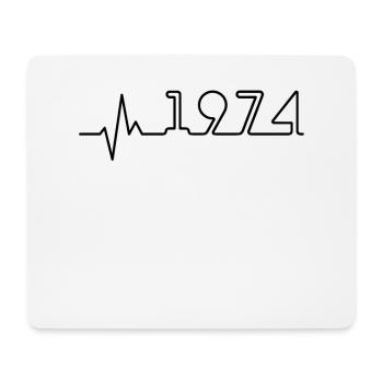 Heartbeat Minimal Birthday Vintage 1974 Line - Mouse Pad (horizontal) - white - Front
