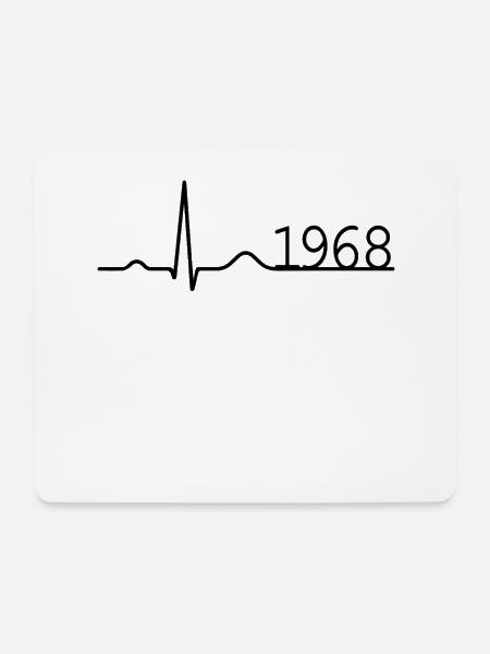 Herzschlag Minimal Geburtstag Jahrgang 1968 Linie - Mousepad (Querformat) - Weiß