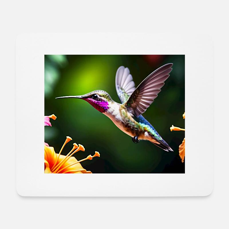 Kolibri - Mousepad (Querformat) - Weiß