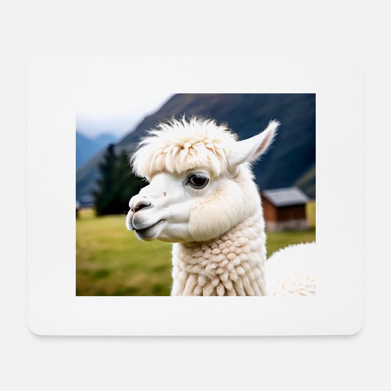 Alpacka blanc - Tapis de souris (format paysage) - blanc