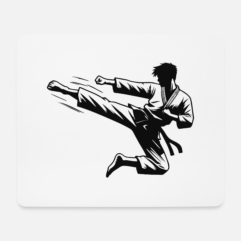 Sprungkick Roundhouse-Kick, Dollyo Chagi Design - Mousepad (Querformat) - Weiß