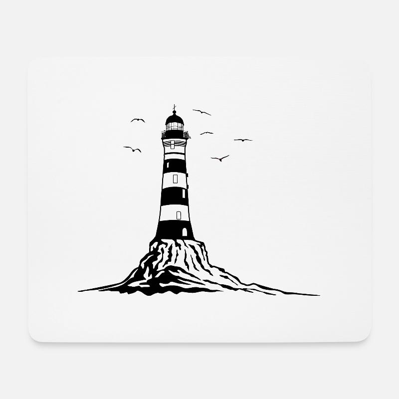 Leuchtturm, lighthouse, Schiff, Felsen Meer Urlaub - Mousepad (Querformat) - Weiß