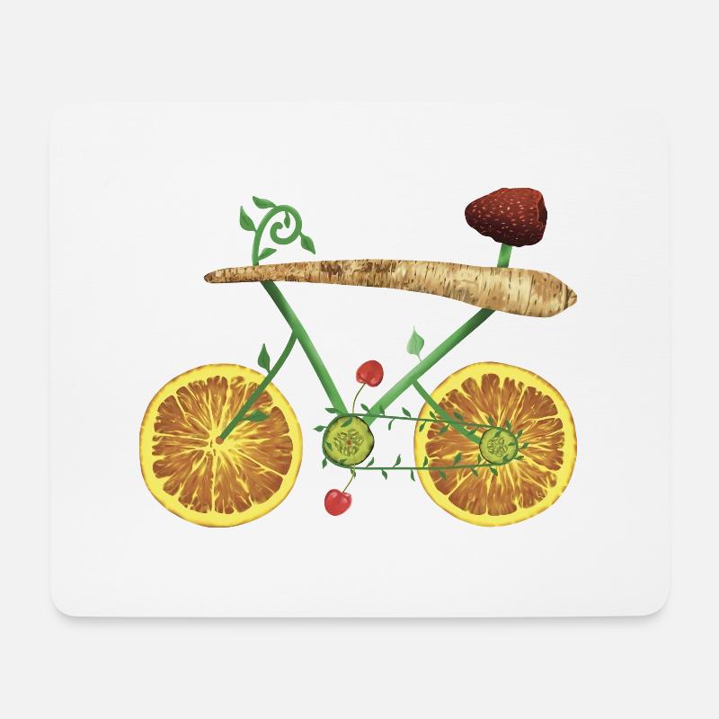 Fruchtiges Fahrraddesign mit Orangenscheiben - Mousepad (Querformat) - Weiß