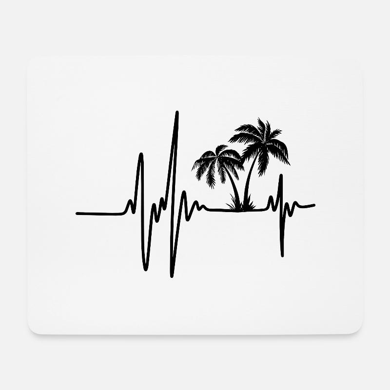 Palme Herzschlag | Palmen-Liebhaber | Ferien - Mousepad (Querformat) - Weiß