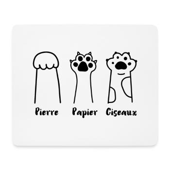 Jeu de Patte: Pierre, Papier, Ciseaux - Tapis de souris (format paysage) - blanc - Devant