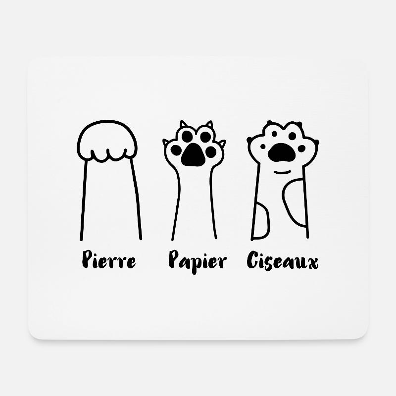 Jeu de Patte: Pierre, Papier, Ciseaux - Tapis de souris (format paysage) - blanc