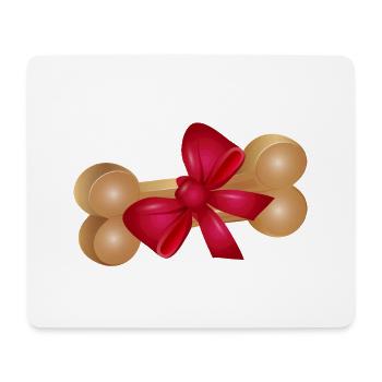 Geschenk-Kauknochen mit roter Schleife - Mousepad (Querformat) - Weiß - Vorne
