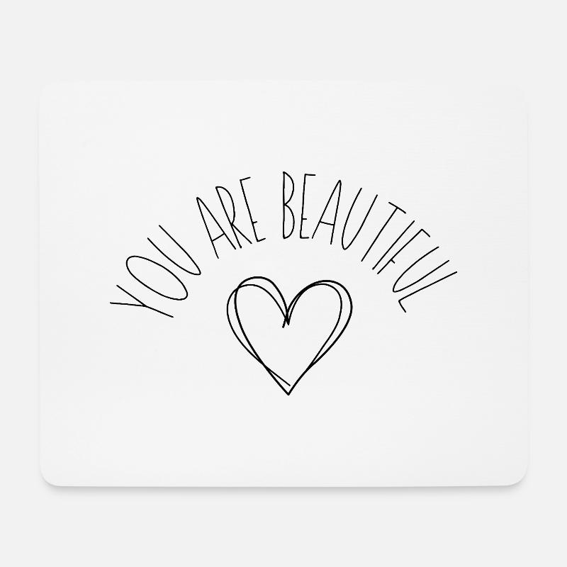 Herzlinien Silhouette - Mousepad (Querformat) - Weiß