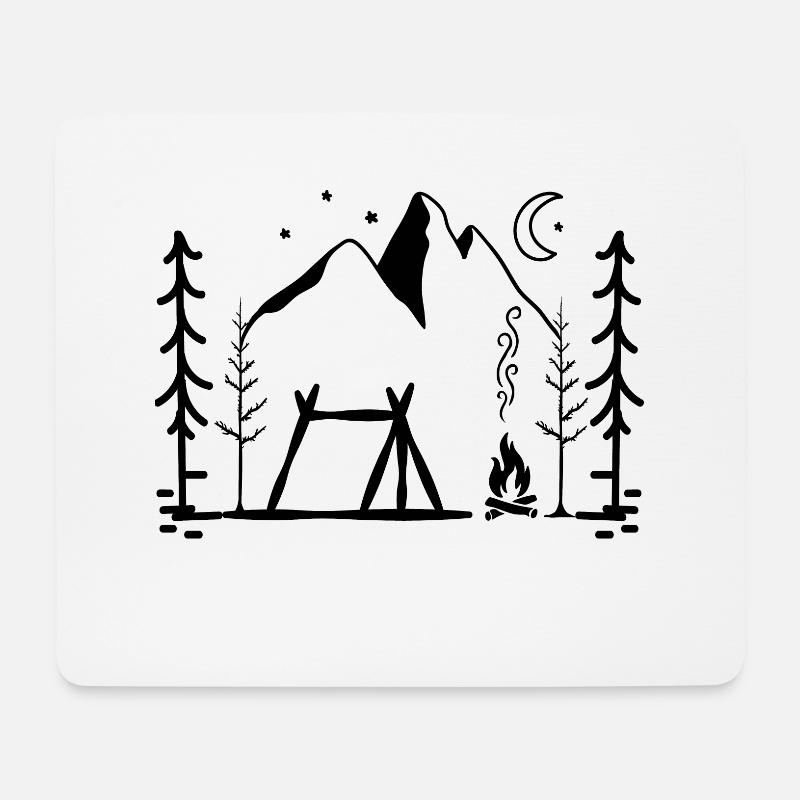 Zelten am Lagerfeuer - Mousepad (Querformat) - Weiß