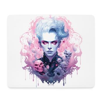 pretty gothic wizard neon skull - Mousepad (Querformat) - Weiß - Vorne