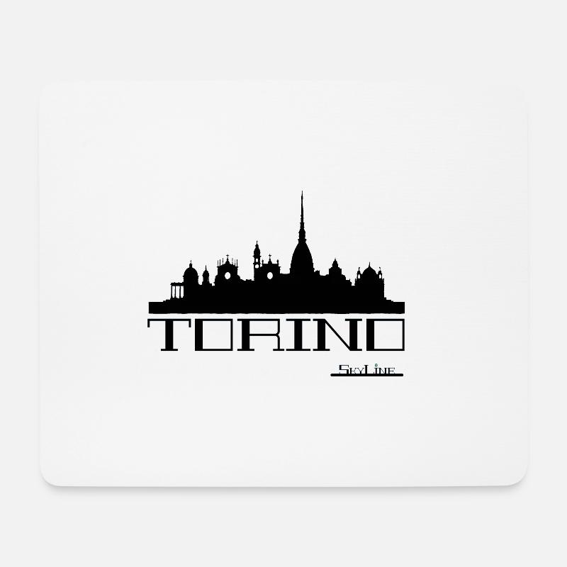 Turiner Skyline-Silhouette - Mousepad (Querformat) - Weiß