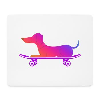 Dackel mit Skateboard - Mousepad (Querformat) - Weiß - Vorne
