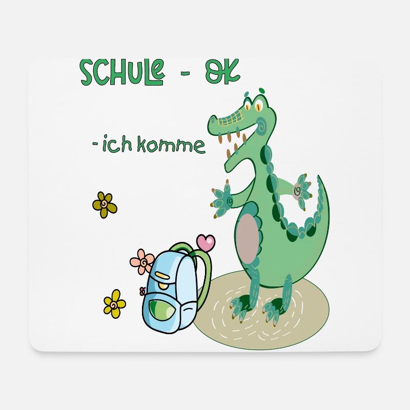 Schule Einschulung Krokodil - Mousepad (Querformat) - Weiß