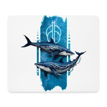 Graceful Giants : deux baleines nageant ensemble - Tapis de souris (format paysage) - blanc - Devant