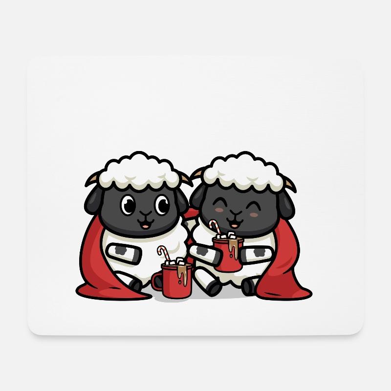 Kuschelige Schafe - Mousepad (Querformat) - Weiß