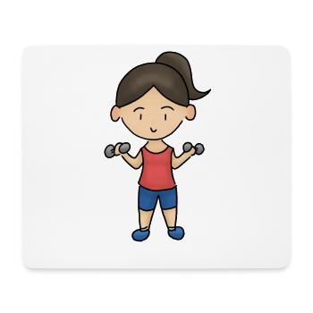 Séance d'entraînement de gym haltère brunette fille - Tapis de souris (format paysage) - blanc - Devant