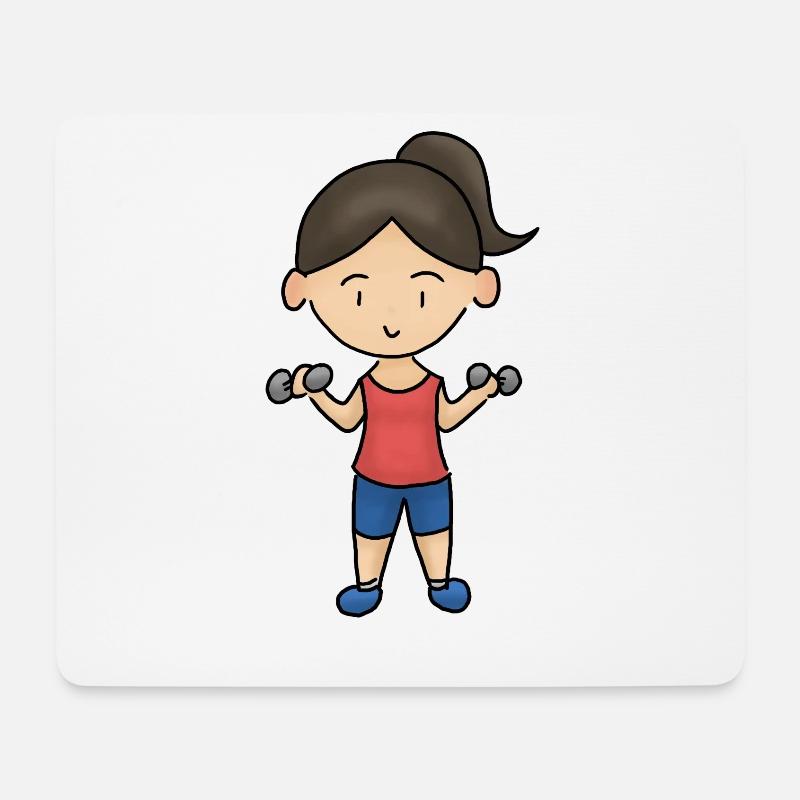 Girlpower brünett Hantel Gym Training - Mousepad (Querformat) - Weiß