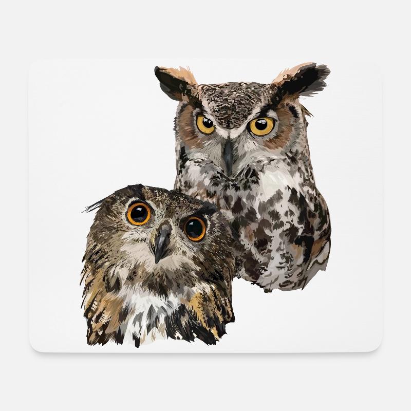 Eulen - Mousepad (Querformat) - Weiß