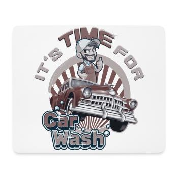 Il est temps pour le lavage de voiture - look vintage - Tapis de souris (format paysage) - blanc - Devant