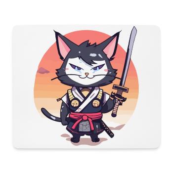 Samurai Cat #37 - Mouse Pad (horizontal) - white - Front