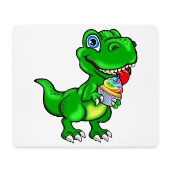 Dino mit Cupcake Muffin bunt - Mousepad (Querformat) - Weiß - Vorne