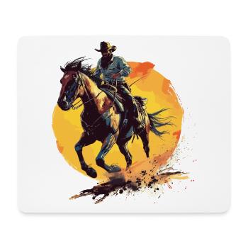 Cowboy Horse Wild West Western Riding Wilderness USA - Mouse Pad (horizontal) - white - Front