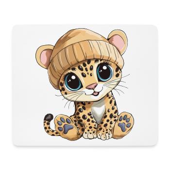 Léopard mignon mignon bébé enfants animal dessin animé - Tapis de souris (format paysage) - blanc - Devant
