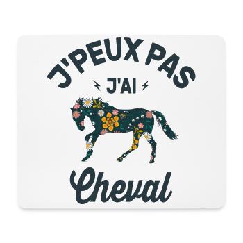 Je Peux Pas J'ai Cheval Cadeau Fleuri - Tapis de souris (format paysage) - blanc - Devant