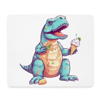 Tollpatschiger T-Rex mit Eis - Mousepad (Querformat) - Weiß - Vorne