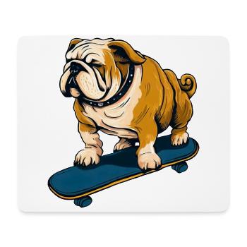 Bulldog sur planche à roulettes - Cool Dog Design - Tapis de souris (format paysage) - blanc - Devant