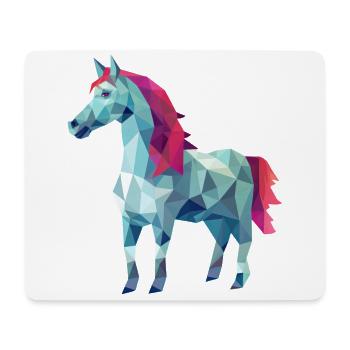 Weißes Pferd in Pink Polygon Kunst Design - Mousepad (Querformat) - Weiß - Vorne
