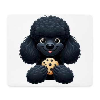 Schwarzer Pudel mit Keks süßes Design - Mousepad (Querformat) - Weiß - Vorne
