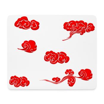 Red clouds anime japan pattern - Mouse Pad (horizontal) - white - Front