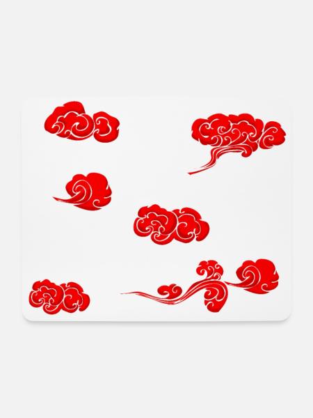 Red clouds anime japan pattern - Mouse Pad (horizontal) - white