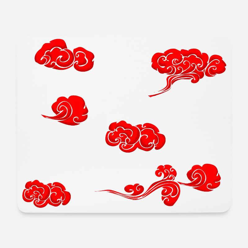 Red clouds anime japan pattern - Mouse Pad (horizontal) - white