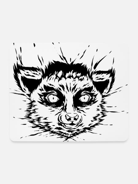 Lemur Kopf - Mousepad (Querformat) - Weiß