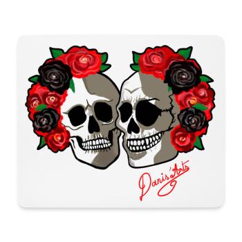 Crânes & Roses Love - Tapis de souris (format paysage) - blanc - Devant