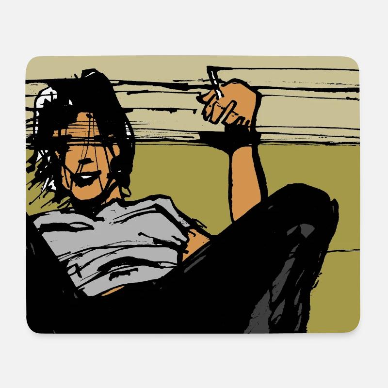 Mousepad-Edition-Man with cigarette - Mouse Pad (horizontal) - white