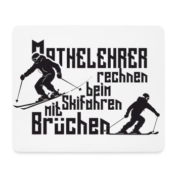 Mathelehrer rechnen beim Skifahren mit Brüchen - Mousepad (Querformat) - Weiß - Vorne