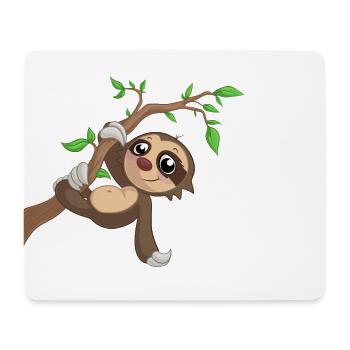 Hanging cartoon sloth - Mouse Pad (horizontal) - white - Front