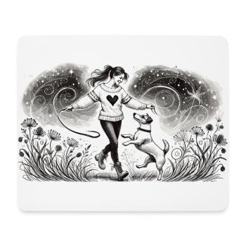 Magical connection between man and dog - Mouse Pad (horizontal) - white - Front