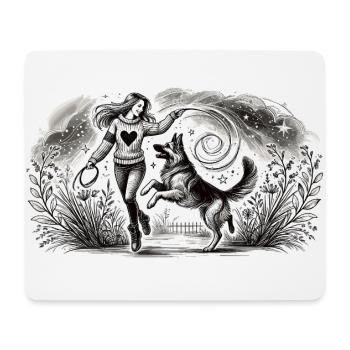Harmony between man and dog - Mouse Pad (horizontal) - white - Front