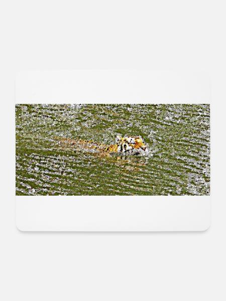 Das Sommerbad des Tigers - Mousepad (Querformat) - Weiß