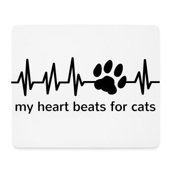 Chat Heartbeat Paw Chat Patte Chat Ami - Tapis de souris (format paysage) - blanc - Devant
