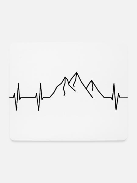 Berge Herzschlag - Mousepad (Querformat) - Weiß