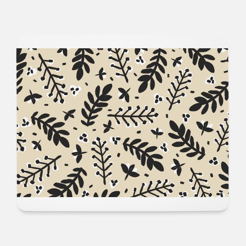 Floral Beige Pattern - Mousepad (Querformat) - Weiß